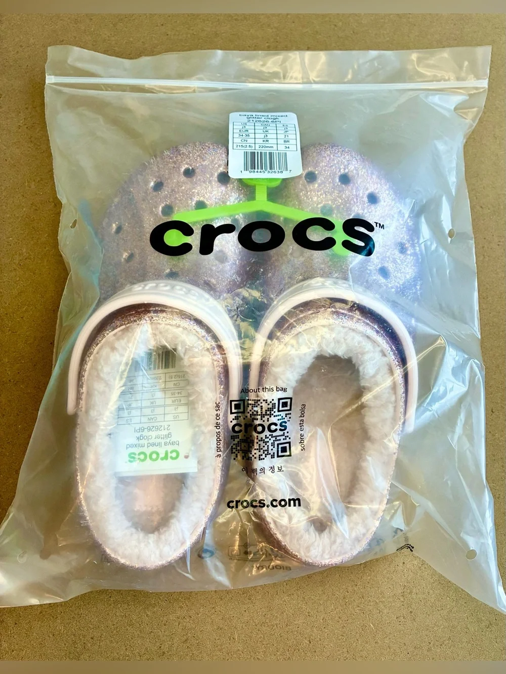 CROCS Baya Glitter Lined Clogs Girls 3